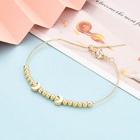 Adjustable Brass Beaded Slider Bracelets for Women BJEW-T022-21G-1