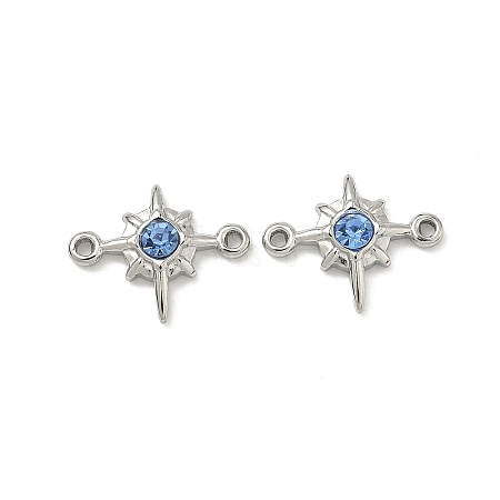 304 Stainless Steel Aquamarine Rhinestone Connector Charms STAS-L308-03B-P-1
