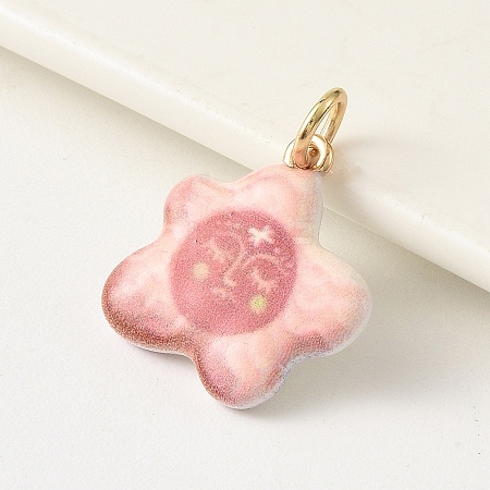 1Pc Brass Enamel Pendants ENAM-YW0009-21F-1