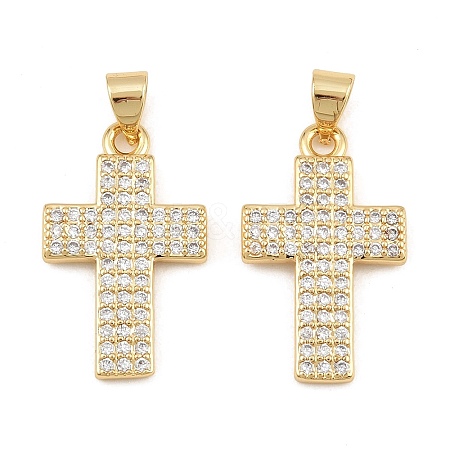 Brass Micro Pave Clear Cubic Zirconia Pendants CU-CBADC6C-05G-01-1