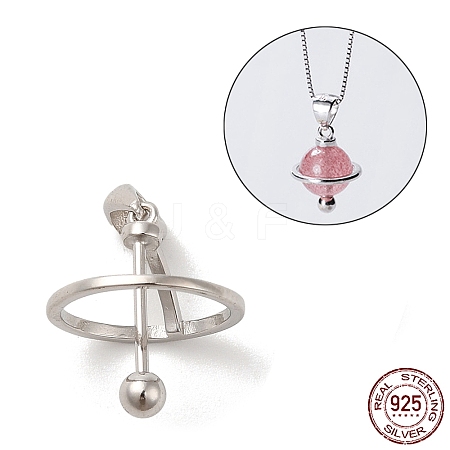 Anti-Tarnish Rhodium Plated 925 Sterling Silver Locket Style Planet Pinch Bails LS-STER-NH0001-55C-P-1