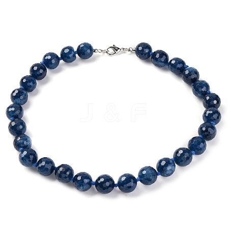 Star Cut Round Natural Jade(Dyed & Heated) Beaded Necklaces for Women G-B122-03B-1