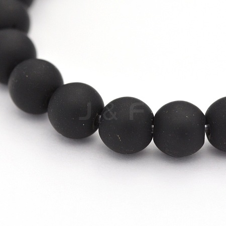 Dyed & Heated Natural Black Agate Beads Strands G-P088-14-6mm-1