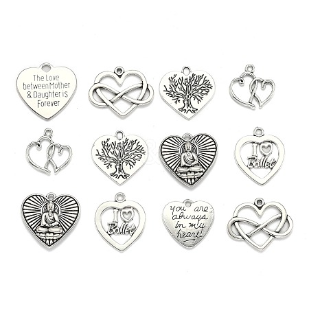 Mixed Tibetan Style Alloy Heart Pendants TIBEP-X0004-02-AS-1