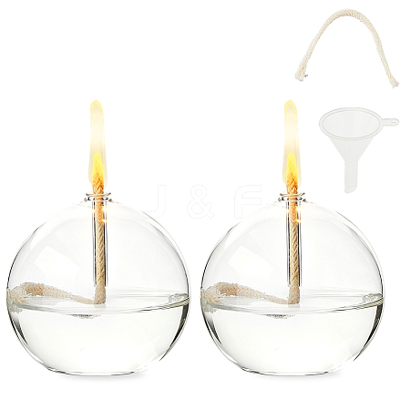 Transparent Glass Candle Holders with Candle Wick DIY-WH0308-997A-1