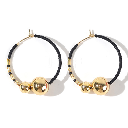 Bohemian Style Brass & Glass Beaded Hoop Earrings for Women AF6030-3-1