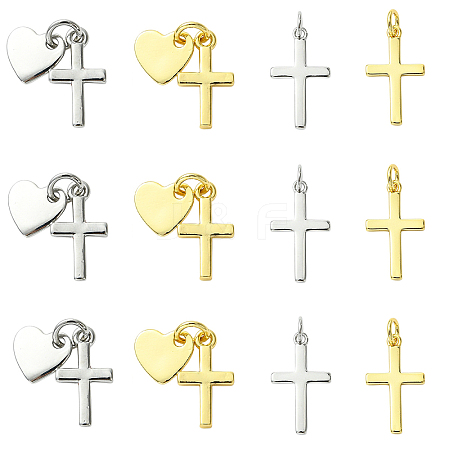 8Pcs 4 Styles Rack Plating Brass Pendants KK-YW0004-10-1