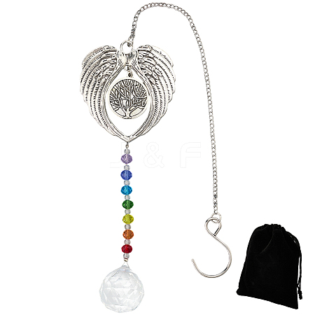 1Pc Heat Transfer Alloy Angel Wing Hanging Ornaments HJEW-BBC0001-15-1
