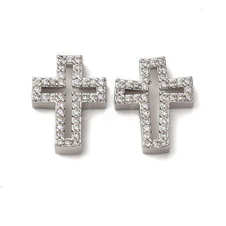 Brass Micro Pave Clear Cubic Zirconia Charms KK-Z112-33P-1