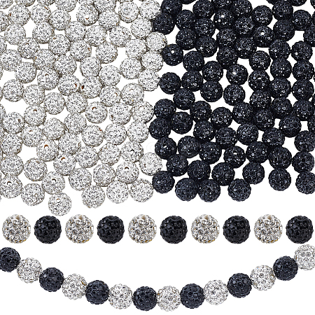 200Pcs 2 Colors Pave Disco Ball Beads RB-PA0001-10B-1