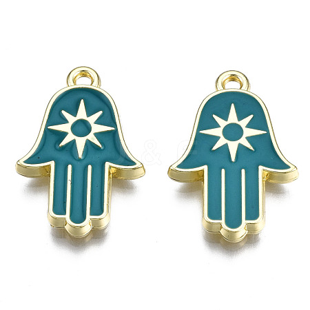 Spray Painted Alloy Pendants PALLOY-Q436-009B-NR-1