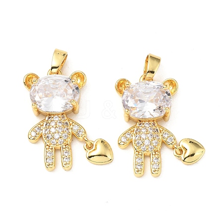 Brass Micro Pave Cubic Zirconia Pendants KK-G533-14G-01-1