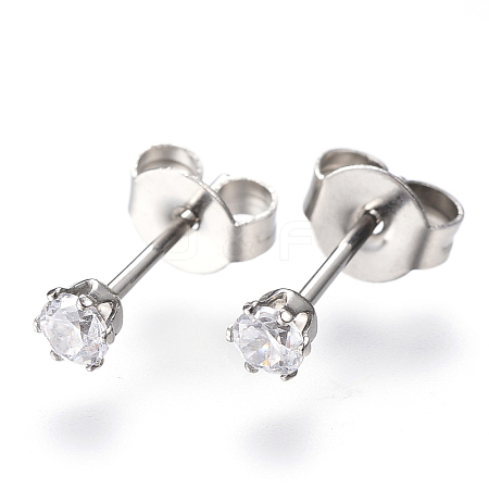 Gifts for Boyfriend Valentines Day Cubic Zirconia Ear Studs X-EJEW-H072-01-1