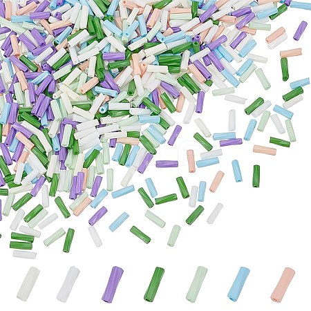 70G 7 Colors Opaque Colours Glass Twist Bugle Beads GLAA-PH0003-70-1