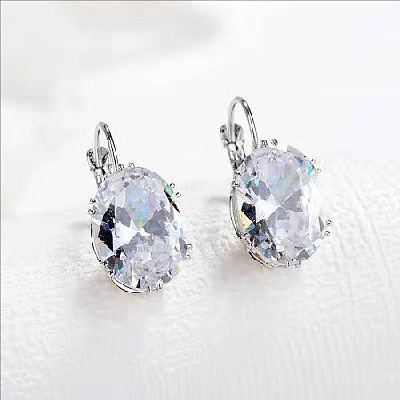 Oval Alloy Rhinestone Leverback Earrings FS-WG5DBAA-04-1
