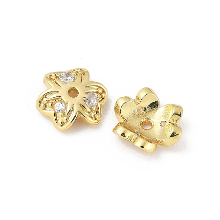 Brass Micro Pave Clear Cubic Zirconia Bead Cap KK-V015-15G-01-1