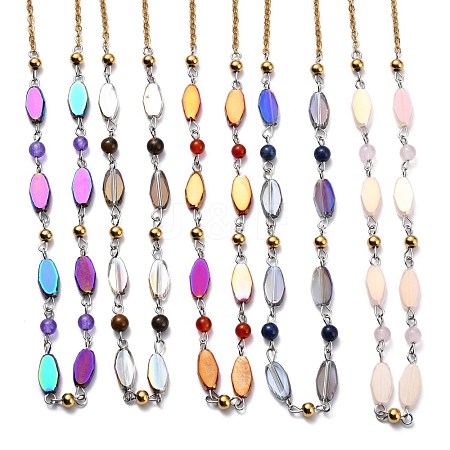 304 Stainless Steel Beaded Necklaces NJEW-H210-C-G-1