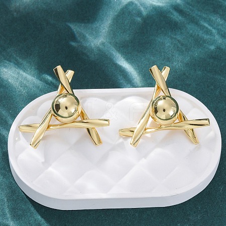 Triangle with Round Brass Stud Earrings EJEW-R025-06G-1