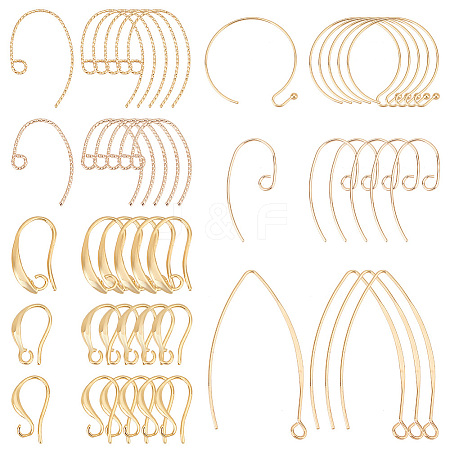   64Pcs 8 Style Brass Earring Hooks KK-PH0005-93-1