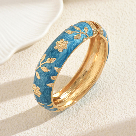 Vintage Elegant Flower Alloy Hinged Bangles for Women's Holiday Wear RJ0827-2-1