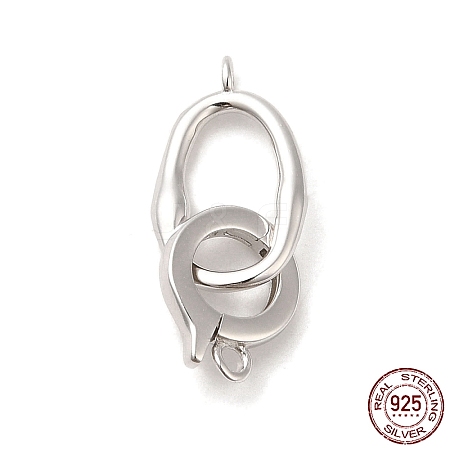 Rhodium Plated 925 Sterling Silver Fold Over Clasps STER-G038-04P-1