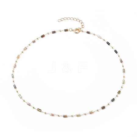 Natural Agate Handmade Beaded Chains Necklace Making NJEW-JN03165-1