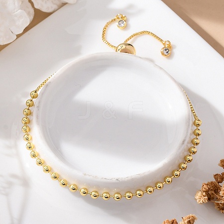 Long-Lasting Plated Brass Round Bead Slider Beacelets for Women Men BJEW-E089-01G-01-1