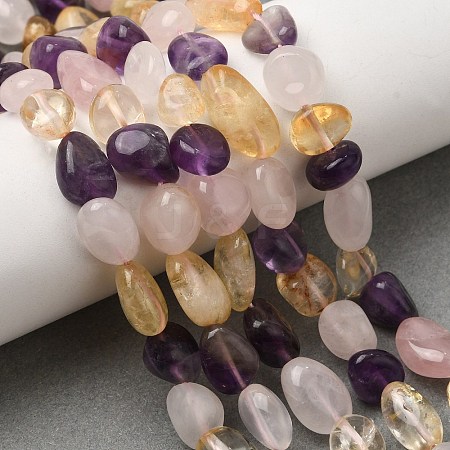 Natural Amethyst & Heated Citrine & Rose Quartz Beads Strands GG-CBA76A0-01-1