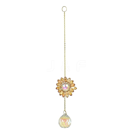 Glass Flower Hanging Suncatchers HJEW-P018-F01-1