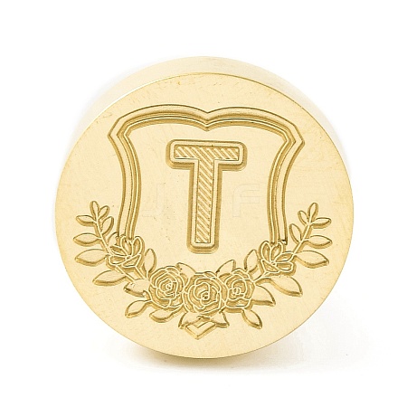 Golden Tone Round Wax Seal Brass Stamp Heads AJEW-Z034-02G-T-1