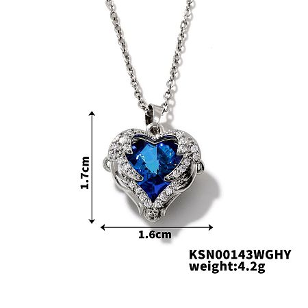 Brass Micro Pave Cubic Zirconia Heart Pendant Necklace Fashion Jewelry IV0559-1-1