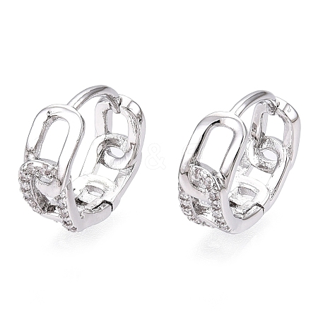 Brass Micro Pave Clear Cubic Zirconia Hoop Earrings EJEW-C121-16P-1