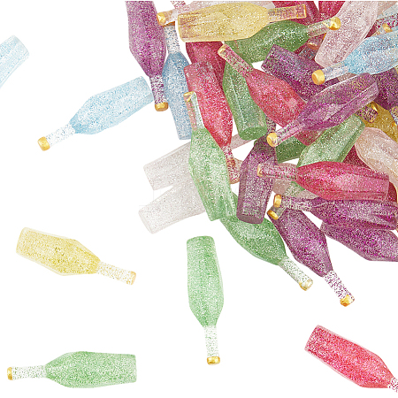 60Pcs 6 Colors Dummy Bottle Transparent Resin Cabochon RESI-SC0036-42-1
