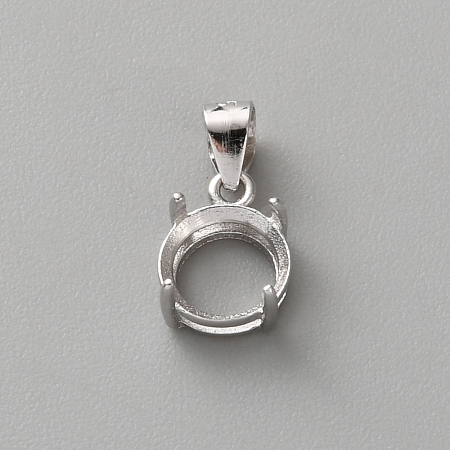 925 Sterling Silver Rhinestone Claw Pendant Settings STER-WH0004-072C-P-1
