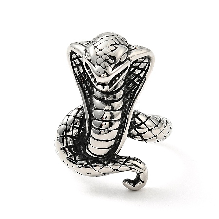 316 Stainless Steel Snake Finger Ring RJEW-C030-05I-AS-1