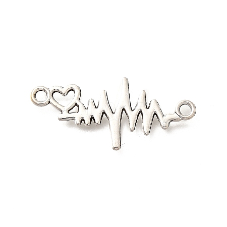 Tibetan Style Alloy Heartbeat Connector Charms PALLOY-D291-02AS-02-1