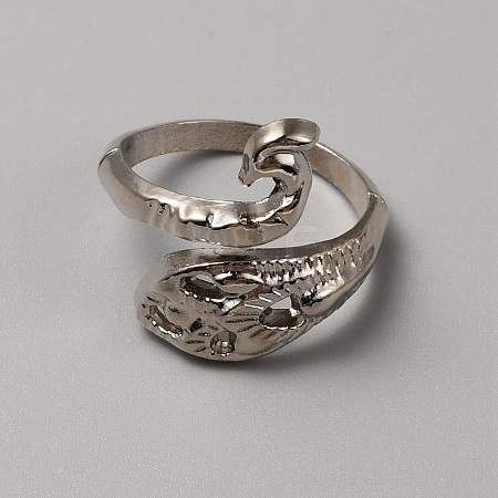 Alloy Peacock Open Cuff Ring RJEW-WH0001-20P-1