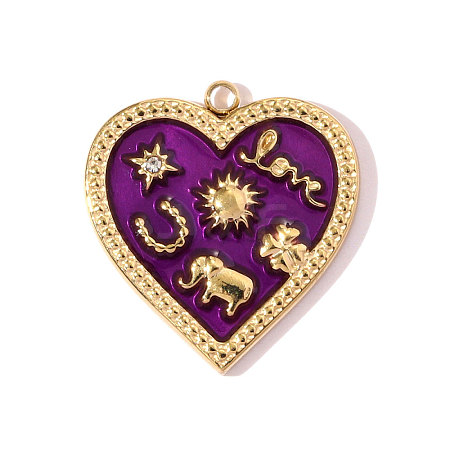 304 Stainless Steel Enamel Pendants STAS-OY008-08G-1