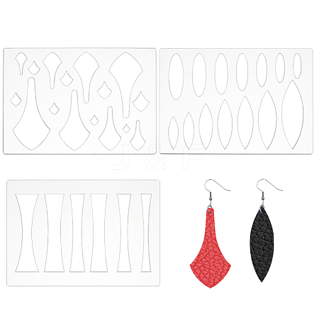 3Pcs 3 Styles Clear Acrylic Drawing Stencils AJEW-HY0001-77A-1