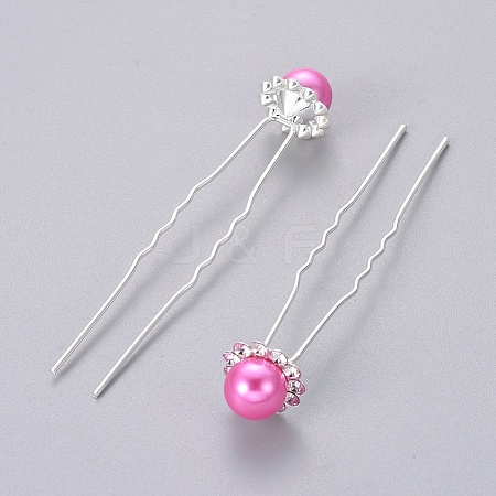 (Defective Closeout Sale) Lady's Hair Accessories Silver Color Plated Iron Ball Hair Forks LS-PHAR-XCP0004-04S-01-1