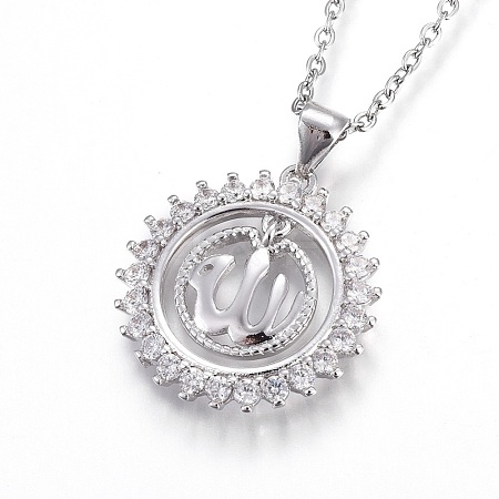 304 Stainless Steel Pendant Necklaces NJEW-O108-26P-1