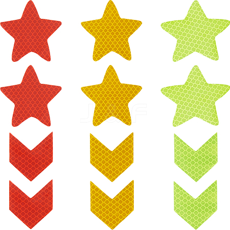 Gorgecraft 30Pcs 6 Styles Star & Arrow Waterproof PET Warning Stickers STIC-GF0001-20-1