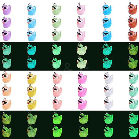 60Pcs 12 Colors Luminous Transparent Resin Pendants CRES-SZ0001-38-1