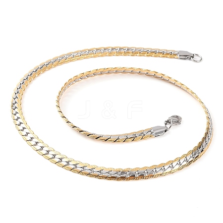 304 Stainless Steel Twist Chain Necklaces for Women NJEW-G140-08A-GP-1