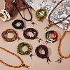 24Pcs 12 Styles Wood Round Prayer Beads Bracelets BJEW-DC0001-12-5