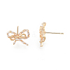 Clear Cubic Zirconia Bowknot Stud Earrings EJEW-N012-54-5