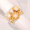 Flower Alloy & ABS Plastic Pearl Bangles for Women FS-WG764D9-01-2