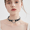 Adjustable Adjustable Gothic PU Leather Alloy Spike Rivet Heart Choker Necklaces for Women NJEW-WH20816-006P-B-7