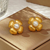 Classic Stainless Steel Imitation Pearl Flower Stud Earrings GL7726-3