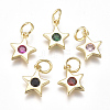 Brass Micro Pave Cubic Zirconia Charms ZIRC-F111-09G-1